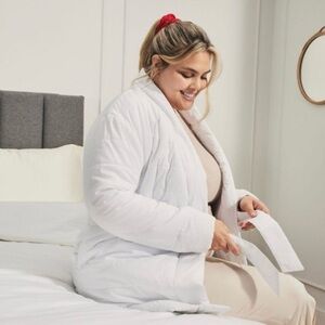 If Only Home Duvet Robe White Quilted Robe One Size Pockets